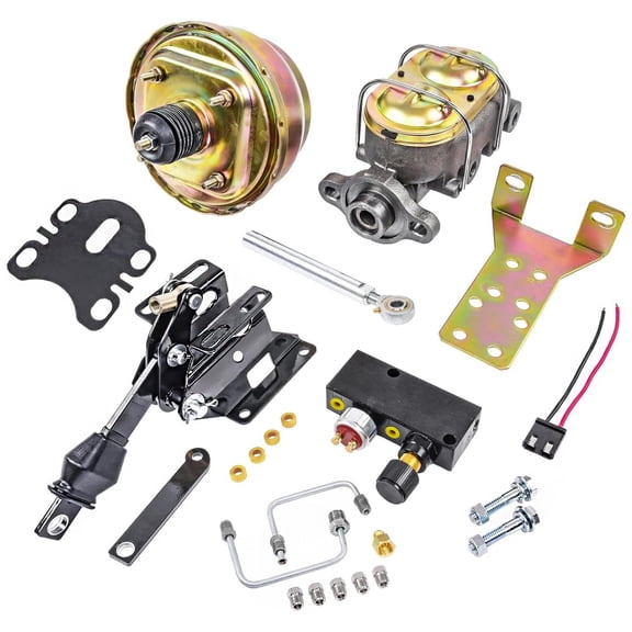 8" Universal Dual Power Brake Booster Conversion Kit for Ford Truck 1957-1972 with 1" Prop Value Brake Booster Master Cylinder Disc/Drum brakes