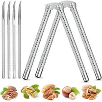 Nut Crackers and Picks, Stainless Steel Nutcracker Silver Metal Shell Cracker for Seafood Nuts (6)