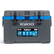 Igloo 52 QT Overland Ice Chest Cooler with Wheels, Gray and Blue