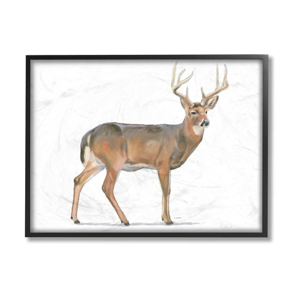Stupell Industries Wild Woodland Deer Minimal Rustic Antlers Black Framed, 24 x 30, Design by James Wiens