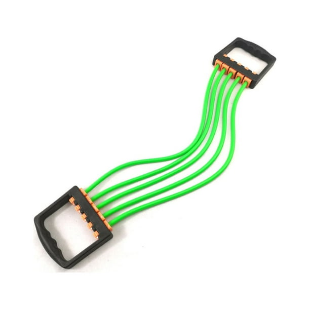 Greeniant Expansor de pecho, extractor de músculos, banda elástica, ejercitador de pecho, equipo de Fitness fino, práctico, 5 suministros de Accesorios para máquinas de ejercicios Verde