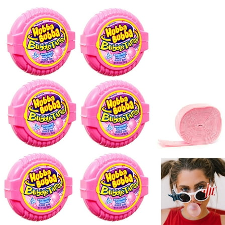 6 Pack Hubba Bubba Gum Tape Awesome Bubble Gum Original Flavor Fun 6ft Long Each