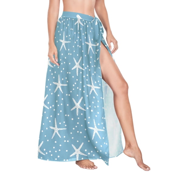 Women Sarong Wraps Starfish Polka Dot Swimsuit Beach Pareo Bikini Coverups Skirt M
