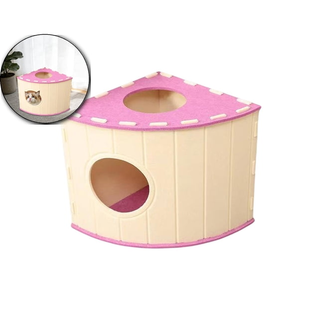 Lit pour Chat en Feutre en Forme d'Éventail – Grande Cachette Fermée pour Plusieurs Chats avec Design Résistant aux Rayures et Respirant – Toutes Saisons, Outil-Free Assembly, Grotte pour Animaux de Compagnie Gain de Place pour Dormir
