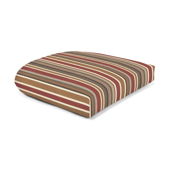 Casual Cushion Wicker Outdoor Chair Cushion, Striped Sunbrella Fade-Resistant for Wicker Dining Chairs & Sunroom Seats, 18"W x 18"D, 2.5" thick, Reversible, Brannon Redwood