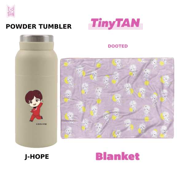 BTS TinyTAN Official BTS Powder Tumbler 11.5 oz J-Hope w/ Dooted Blanket