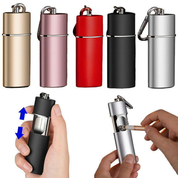 Qianha Mall Portable Pocket Ashtray- Premium Fireproof ABS Metal Smell Proof Cool Travel Ashtray with Keychain Outdoor Butt Disposal Tube Cute Fancy Ash Tray