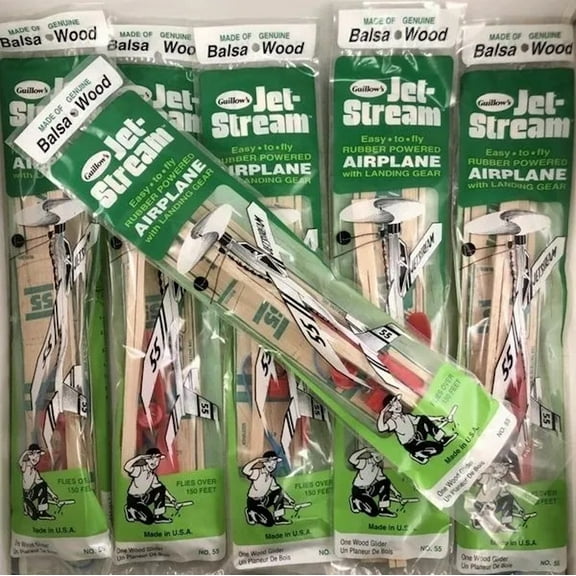 Twelve (12) Guillow's #55 Jetstream Flying Balsa Wood Toy Airplanes GUI-55-12