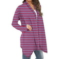 thumbnail image 5 of Plus Size Open Front Cardigans for Women Lightweight Striped Casual Fall Cardigan Tops S-5X Loose Comfy Outerwear (L, Hot Pink), 5 of 6