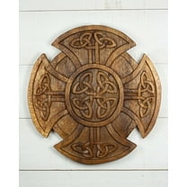 Hand Carved Wooden Celtic Knot Cross Wall Panel – Intricate Irish Decor, Rustic Wall Art
