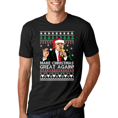 Ideas To Make An Ugly Christmas Sweater Trump Make Christmas Great Again Sweater | Mens Ugly Christmas Graphic T-Shirt ()