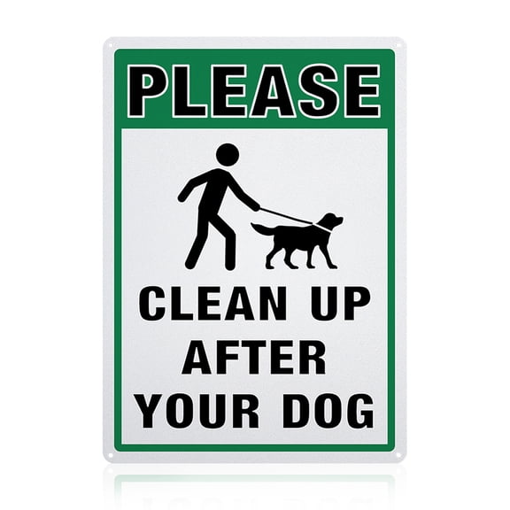 Please Clean Up After Your Dog Sign 10x14 inches 40 Mil Aluminum No Dog Poop Lawn Signs for Outdoor Use Reflective UV Protected Waterproof and Fade Resistance