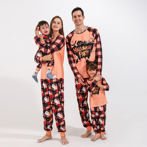 GYRATEDREAM Matching Family Pajamas Sets Holiday Halloween Bat Pumpkin 2-Piece PJS Family Loungewear