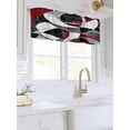 thumbnail image 3 of Valances for Windows Red Black Twist Art Rod Pocket Cafe Window Treatments Valance Curtains for Kitchen Bathroom Laundry Basement Windows 60"x18", 3 of 9