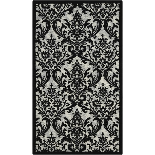 Nourison Damask Black/White Area Rug