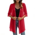 thumbnail image 6 of APEXFWDT Womens Kimono Beach Cover Up Chiffon Cardigan Summer Tops Casual Loose Sheer Open Front Cardigan,XXL,Red, 6 of 8