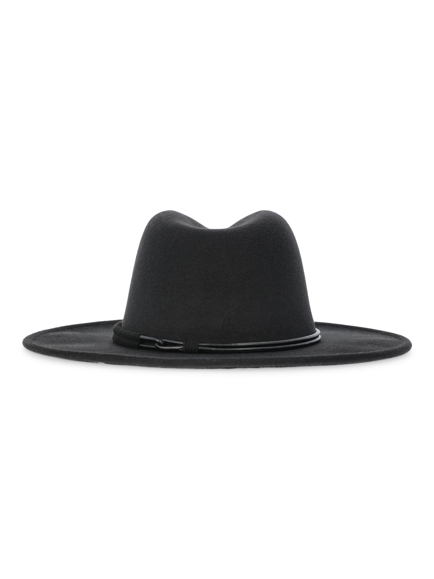 Time and Tru Women's Fedora with Wrapped Trim, One Size, Black