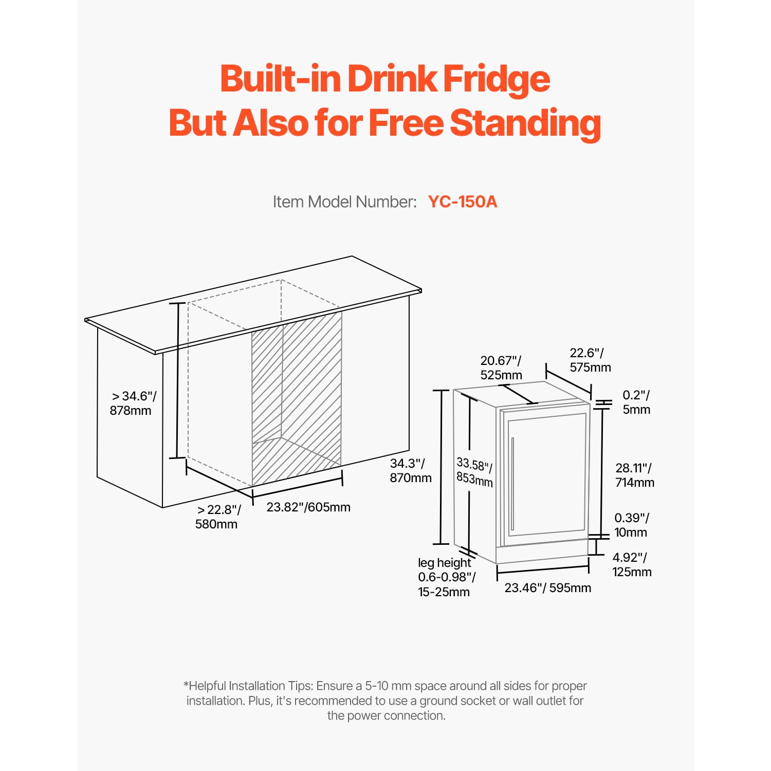 KFFKFF Drink Cooling Appliance, 154 Can Capacity Drink Chiller, Compact Refrigerator with Transparent Door, Modifiable Racks, Electronic Temp Regulation, Integrated & Detachable Soft Drink Chiller