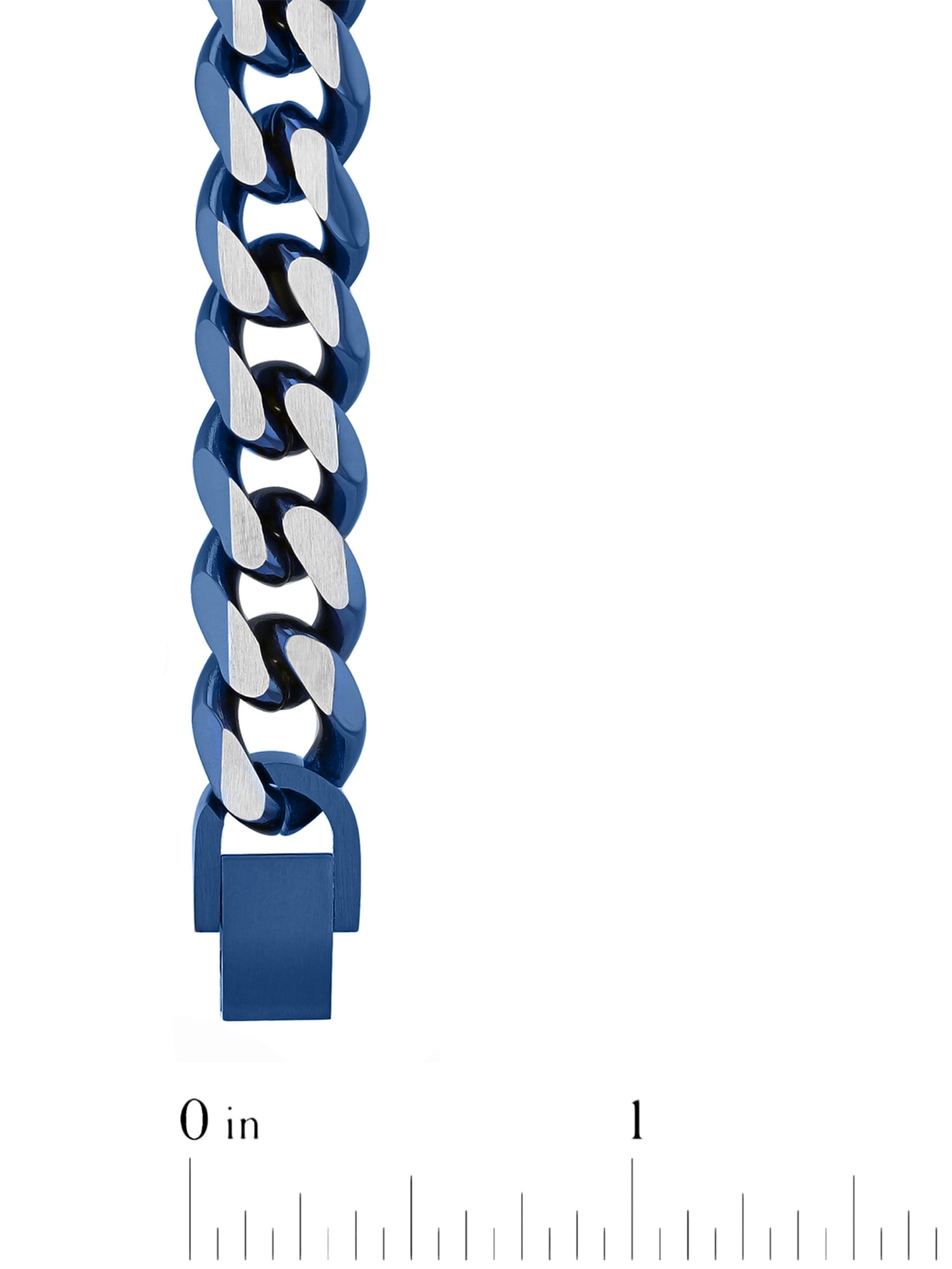 Men's Two-Tone Blue Stainless Steel 24" Curb Link Chain Necklace