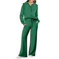 thumbnail image 2 of GZWYHT Sets for Women Long Sleeve Sets for Women Women Two Piece Outfits Sweatsuit Set Oversized Sweatshirt Wide Leg Sweatpant Fall Set Lounge Sets for Women Track Suits for Women Set Green XL, 2 of 6