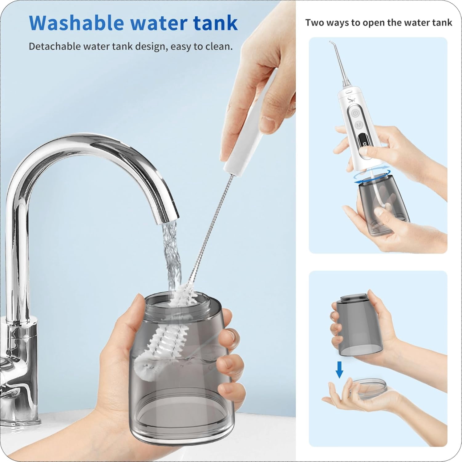 Cordless Water Dental Flosser, 9 Modes with LED Screen, 300ml Portable Oral Irrigator, Rechargeable IPX7 Waterproof Teeth Cleaner for Home and Travel, White