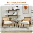 thumbnail image 4 of Ataucjin Mid-Century Farmhouse Accent Chair - Wood Armchair with Rattan Backrest & Linen Cushion,Upholstered Lounge Armchairs,Reading Chair for Living Room,Bedroom,Indoor & Outdoor,Easy Assembly, 4 of 9