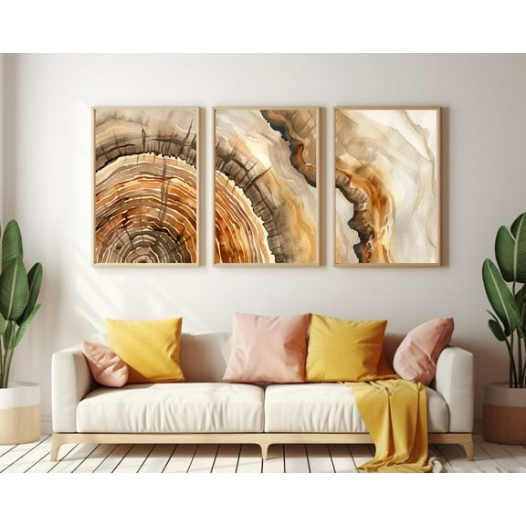 UNFFRAMED Tree Ring Poster, Set Of 3, Earthy Wood Decor, Natural Landscape Wall Art, Outdoors Poster, Forest Rings Artwork, Rustic Nature Set 3 Prints 8x12