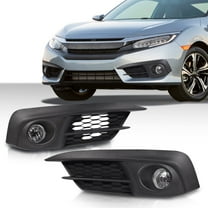 PIT66 Front Bumper Fog Lights, Fit for 2016-2017 Honda Civic 2/4dr Models Front Bumper Fog Lights Clear Lamps Switch Bulbs