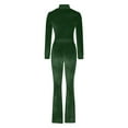 thumbnail image 5 of Plebaso Women's 2 Piece Outfits Velour Zip up Crop Jacket Drawstring Flare Pants Fall Winter Velvet Tracksuit, 5 of 5