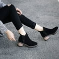 thumbnail image 6 of Fesfesfes Chelsea Boots Women High Heels Thick Heel Boots Fleece Pointed Toe Short Boots 7(39), 6 of 9