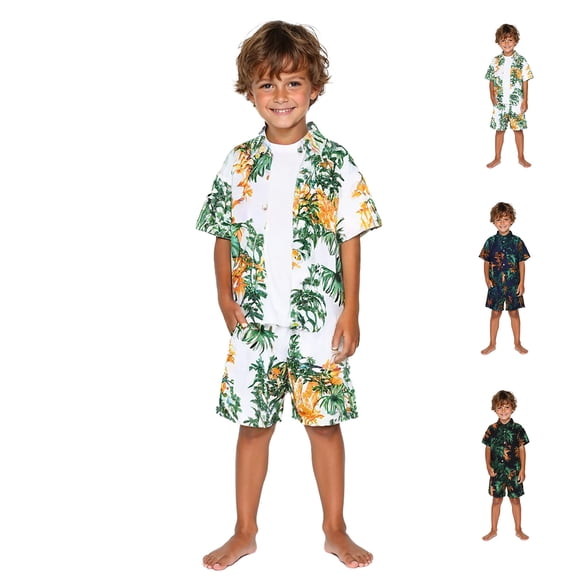 Boys 2-Piece Summer Outfit Short-Sleeve Bow Tie Activewear Button Closure Shirt Set Summer Outdoor Clothes Dark Blue L