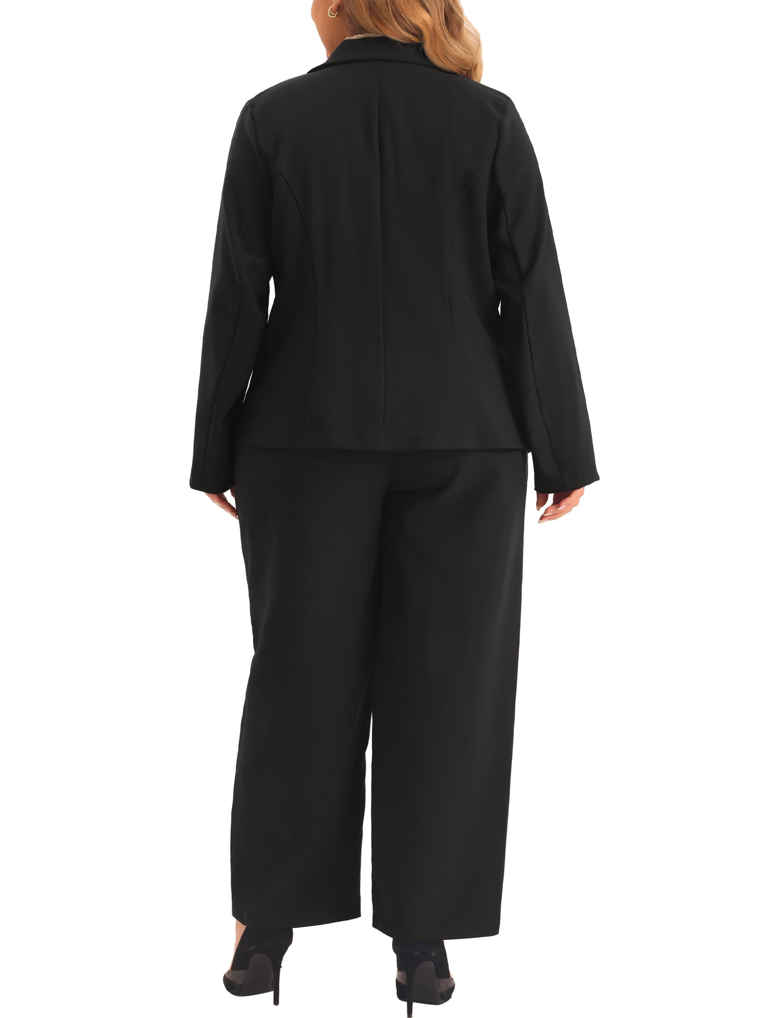 DARING DIVA Women's Plus 2 Pieces Business Office Blazer and Pants Suit Set 2X Black