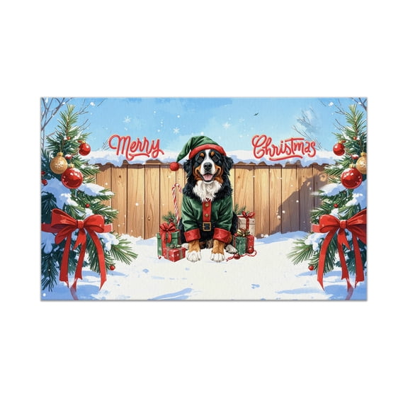 Merry Christmas Woofmas Xmas Noel Bernese Mountain Dog Elf Candy Cane Snow Doormat Berner Lover Gifts Indoor Outdoor Welcome Mat - 13017