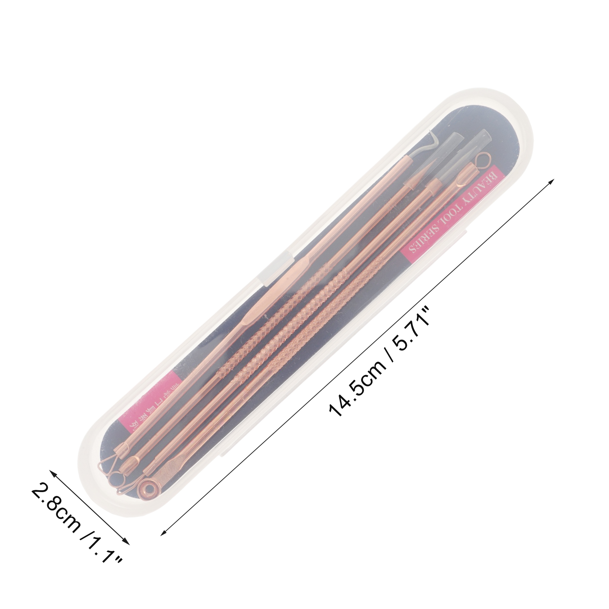 Unique Bargains Professional Portable Pimple Extractor Tool Kit Rose Gold Tone