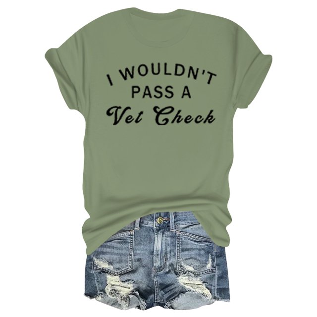 Liquidation! Uooqdmx T-Shirts Graphiques pour Femmes, Hauts Grande Taille pour Femmes, Hauts de Printemps pour Femmes 2025, Haut Décontracté à Col Rond Imprimé Lettre, Hauts Décontractés pour Femmes, Vert Armée TTG