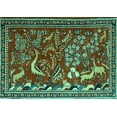 thumbnail image 1 of Ahgly Company Machine Washable Indoor Rectangle Animal Turquoise Blue Traditional Area Rugs, 8' x 10', 1 of 4