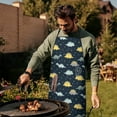 thumbnail image 4 of DarkBlue Cartoon Dinosaurs Yellow Triangles Apron-Garden Aprons for Women with Pockets-Cotton Linen Waterproof Kitchen Cooking Gardening Aprons Adjustable for Kitchen,Cooking,BBQ and Salon 33x27 Inch, 4 of 7