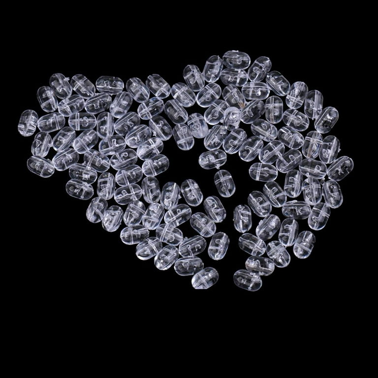 100Pcs/200Pcs Transparent Fishing Beads Oval 6mm or 8mm Beads Double Pearl  Drill Cross Hole Sea Fishing - Clear, 4.7 x 6mm 100Pcs 