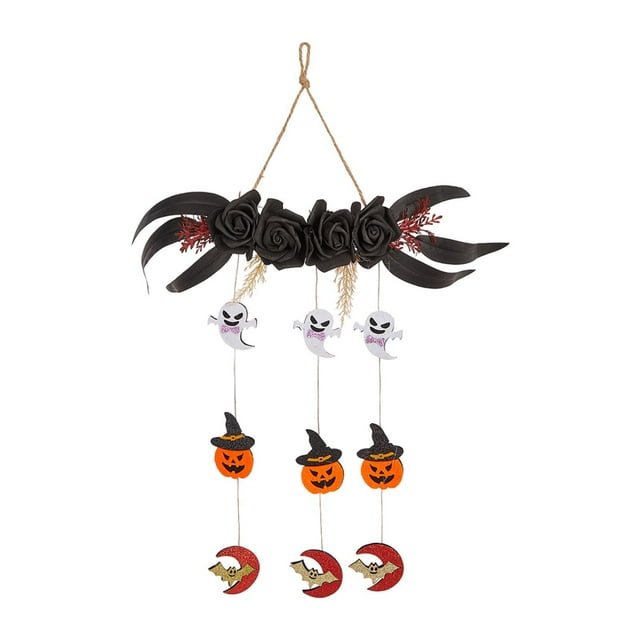 Colgador de puerta de Halloween, letrero de Halloween, decoración colgante de pared para jardín interior y exterior, para sala de estar, fiesta, patio 40x50cm con calabaza