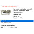 thumbnail image 2 of Left Interior Door Handle - Compatible with 2002 - 2006 Toyota Camry 2003 2004 2005, 2 of 2