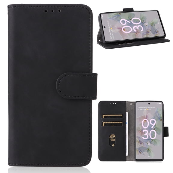 Mantto for Google Pixel 9 Pro XL Case, Classic PU Leather Magnetic Shockproof Protective Stand Flip Wallet Case Cover with Card Holder for Google Pixel 9 Pro XL Phone Case,Black