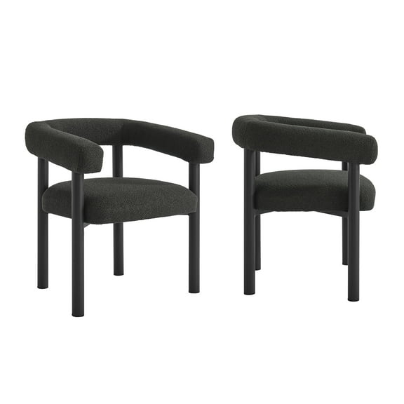 Dining Side Chair Armchair, Set of 2, Dark Gray, Aluminum, Outdoor Patio Balcony Cafe Bistro Garden Hospitality Restaurant, Modern Contemporary, HB37347