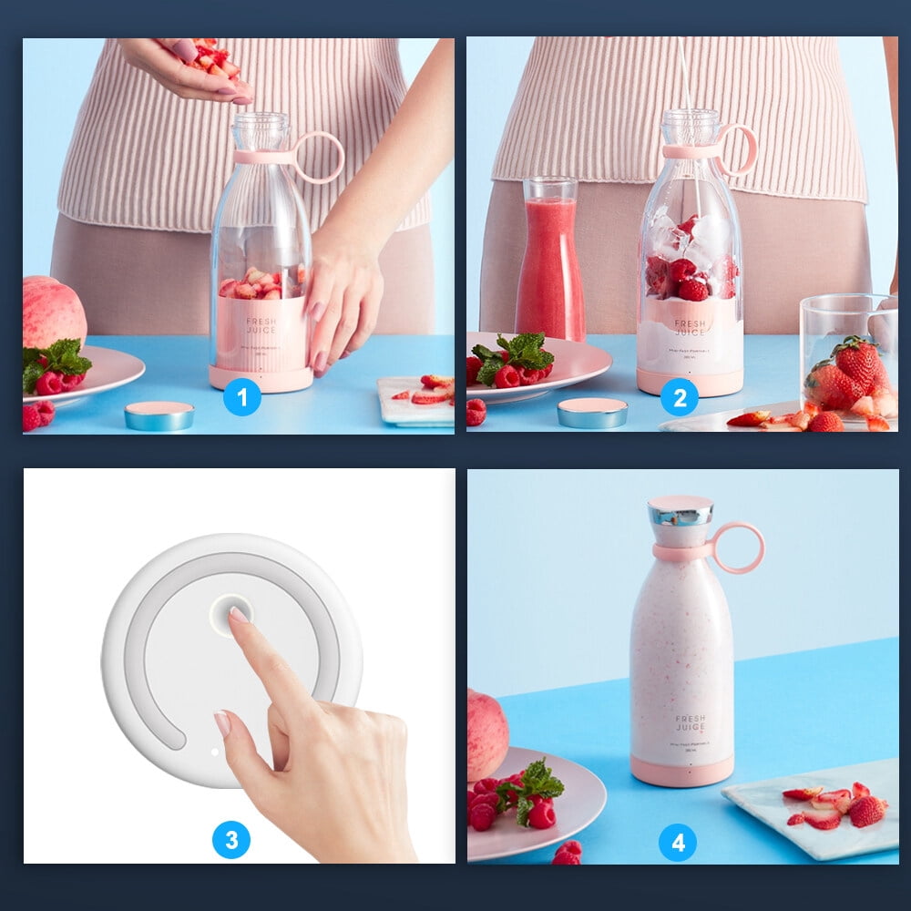 Aoresac Personal Size Blender Battery Powered USB Rechargeable Portable Blender for Shakes and Smoothies 350ml Fresh Juice Blender Cup with Stainless Steel 4 Blades for Travel Gym Kitchen