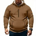 thumbnail image 2 of Txeol Mens Sweatshirts Hoodies Big and Tall Half Zip Cargo Sweatshirt with Pockets Casual Lightweight Athletic Workout Pullover Hoodie,Coffee,XXXL, 2 of 6