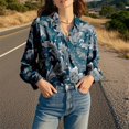 thumbnail image 2 of Chuancc Long Sleeve Blouse Long Sleeve Business Top Dressy Floral Printed Fall Outfits Full Sleeve Tops For Women Womens Long Sleeve Tops Dressy Casual Collared Shirts For Women Hot Pink XL, 2 of 7