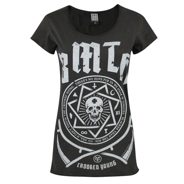 Amplified - Camiseta modelo Bring Me The Horizon Crooked Young para mujer (Carbón)