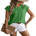 thumbnail image 2 of Womens Cap Sleeve Tops 2025 Tank Top Loose Knit Sweater Vests Cute Shirts Outfits Spring Fall Summer Tops Green XL, 2 of 6