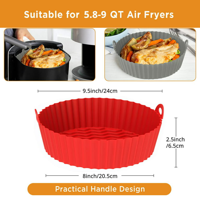 WILLED 2 Pack Foldable Silicone Air Fryer Liner 8.5inch Reusable Air Fryer  Silicone Basket Round Easy Cleaning Air fryers Silicone Pot for 5 Qt or  Bigger for Air fryer Oven Accessories 