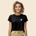 thumbnail image 4 of Dalix Heartly Ghost Embroidered Cropped Flowy Soft Cotton Short Sleeve T Shirt Womens in Black M Medium, 4 of 5
