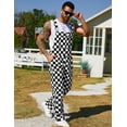 thumbnail image 5 of Overalls for Men Checkered Jumpsuits Stretchy Rompers Work Bibs Coveralls, 5 of 9